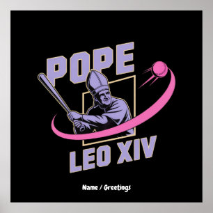 Da Pope Leo XIV Baseball Design Faith Meets Field Poster