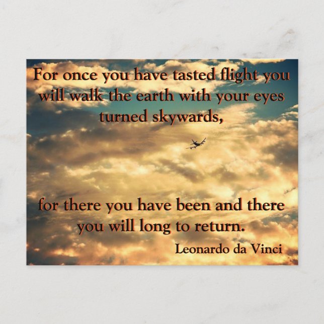 Da Vinci Flying Poem🚁✨ Budget Special  Postcard (Front)