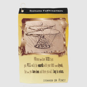 Da Vinci Helicopter Flying Poem🚁✨ Budget Golf Towel