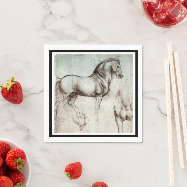 Da Vinci Horse Study Renaissance Sketch Fine Art Napkin (Insitu)