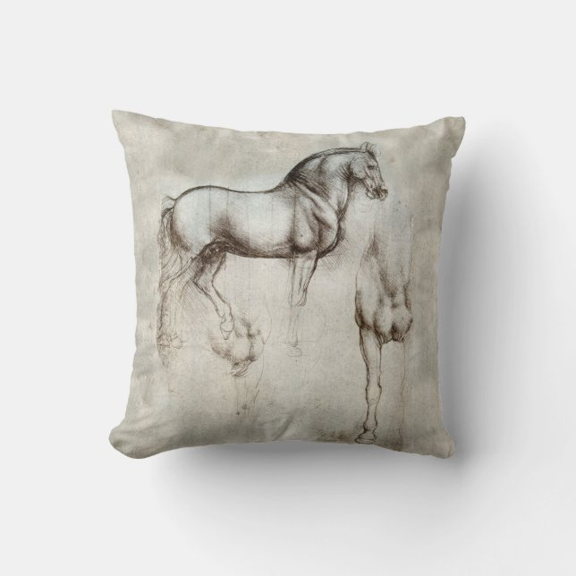 Da Vinci Horse Throw Pillow (Front)