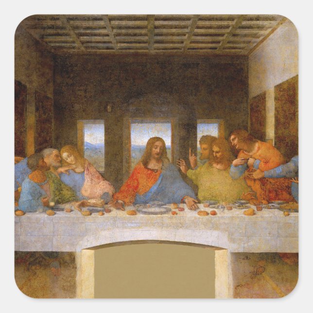 Da Vinci Last Supper Fine Art Classic Square Sticker (Front)