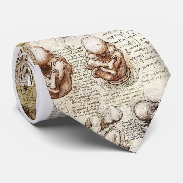 Da Vinci Notebook Foetus Drawings Tie (Rolled)