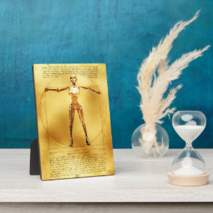 Da Vinci Vitruvian Gold Robot Plaque