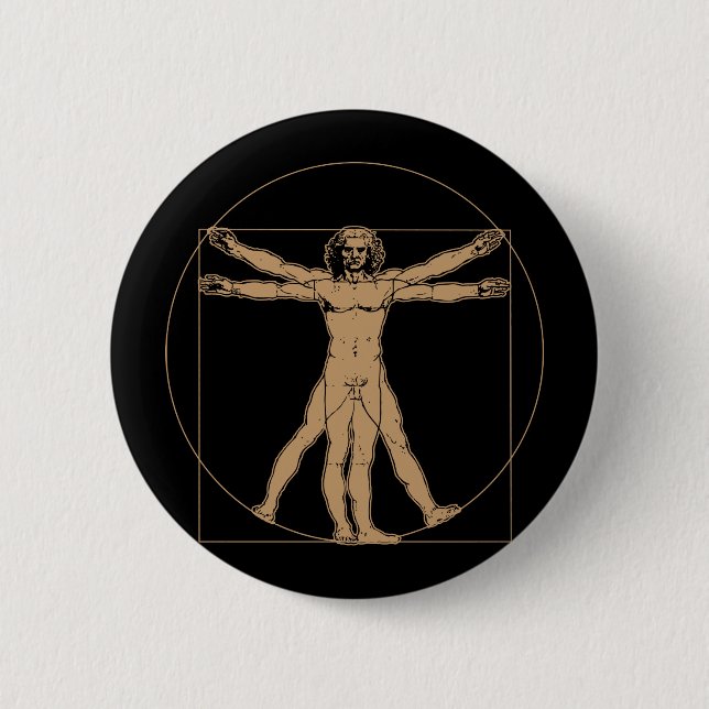 Da Vinci Vitruvian Man Button (Front)