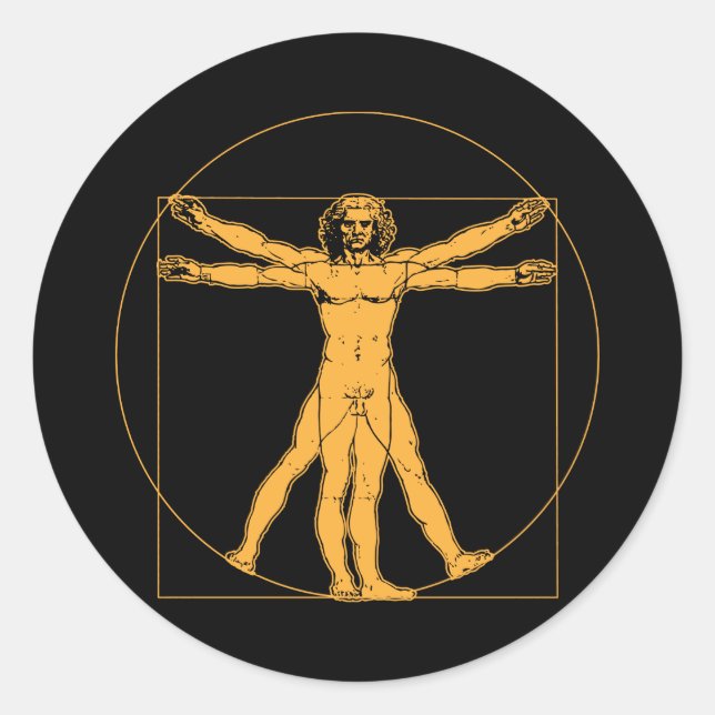 Da Vinci Vitruvian Man Classic Round Sticker (Front)