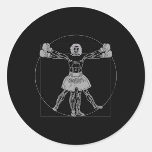 Da Vinci Vitruvian Man Muay Thai Mma Street Fight Classic Round Sticker