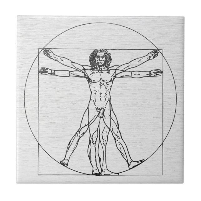 Da Vinci Vitruvian Man - Vintage Ceramic Tile (Front)