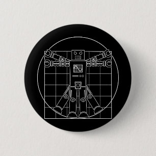 Da Vinci Vitruvian Robot 6 Cm Round Badge
