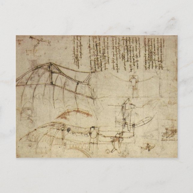 Da Vinci's Flying Contraption Postcard (Front)