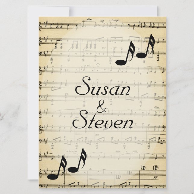 DA Vintage Sheet Music Wedding Invitation (Back)