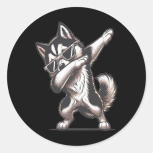 Dab Alaskan Husky Dancing Dabbing Dog  Classic Round Sticker