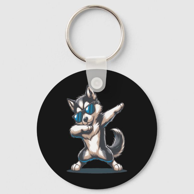 Dab Alaskan Klee Kai Dancing Dabbing Dog  Key Ring (Front)