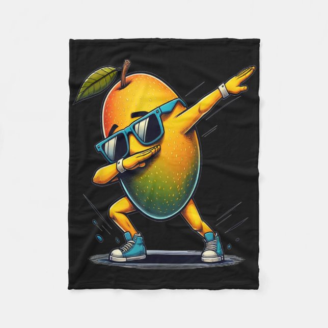 Dab Dance Mango Funny Dancing Dabbing Fruit  Fleece Blanket (Front)