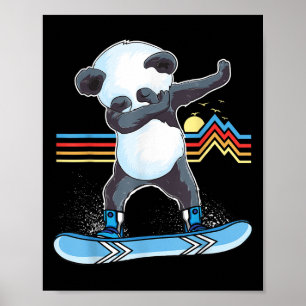 Dab Dance Panda Snowboarding Skiing Dabbing Panda  Poster