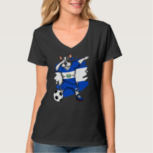 Dab French Bulldog El Salvador Soccer Fans Jersey T-Shirt