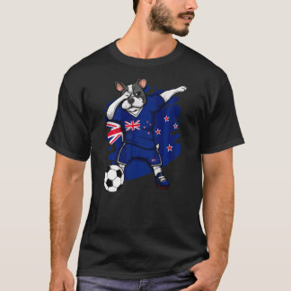 Dab French Bulldog New Zealand Soccer Fans Jersey  T-Shirt