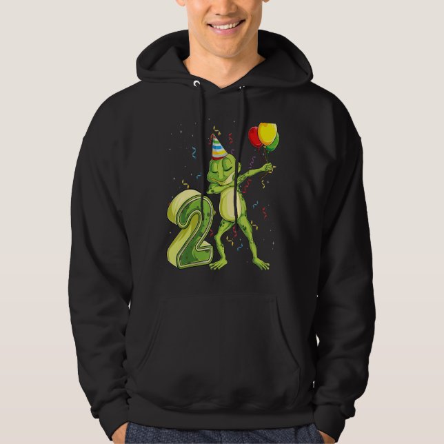 Dab Frog Second 2nd Birthday Two 2 Years Old Bday  Hoodie (Front)