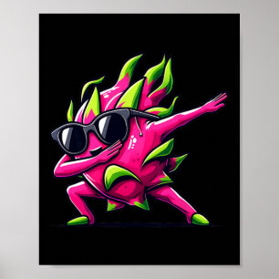Dab Fruit Dancing Dabbing Dragon Fruit Meme  Poster