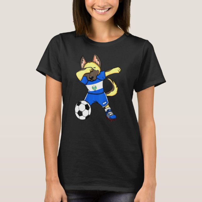 Dab German Shepherd El Salvador Soccer Fans Jersey T-Shirt (Front)