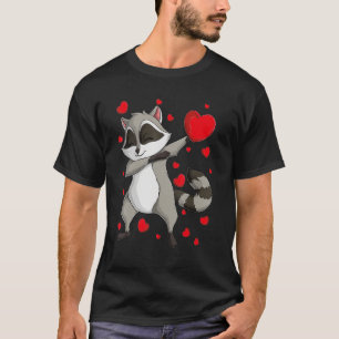Dab Jungle Animals Dabbing Racoon Valentine's Day T-Shirt