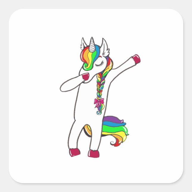 Dab licorne square sticker (Front)