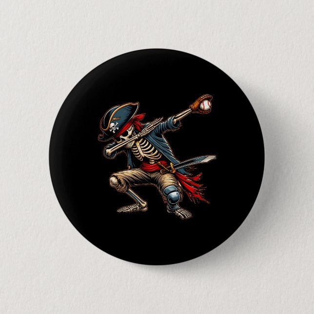 Dab Skeleton Dabbing Skeleton Pirate Baseball  6 Cm Round Badge (Front)