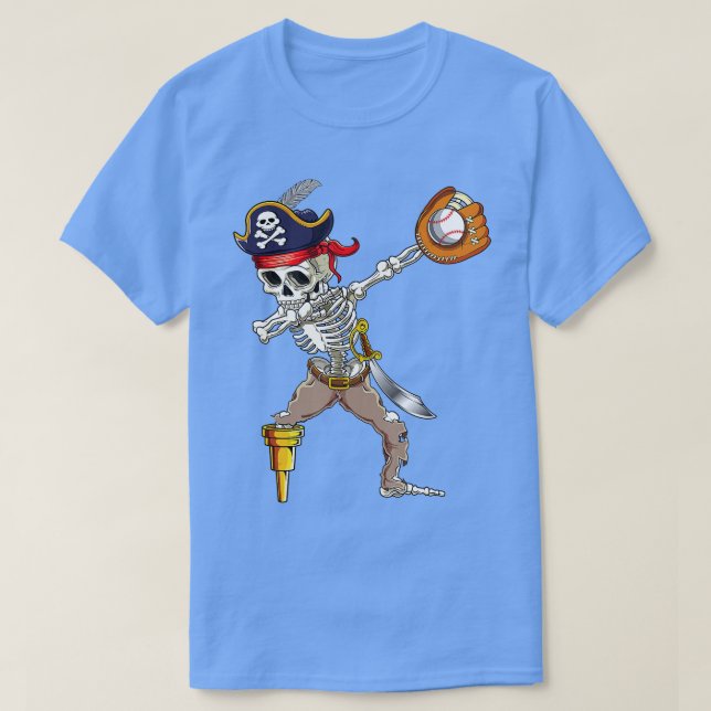 Dab Skeleton  Dabbing Skeleton Pirate Baseball  T-Shirt (Design Front)