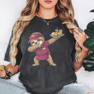 Dab Sloth Fast Food Worker Burger Fries T-Shirt