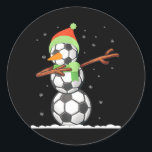 Dab Snowman Made Of Soccer Balls Funny Christmas Classic Round Sticker<br><div class="desc">Dab Snowman Made Of Soccer Balls Funny Christmas</div>