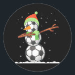 Dab Snowman Made Of Soccer Balls Funny Christmas Classic Round Sticker<br><div class="desc">Dab Snowman Made Of Soccer Balls Funny Christmas</div>