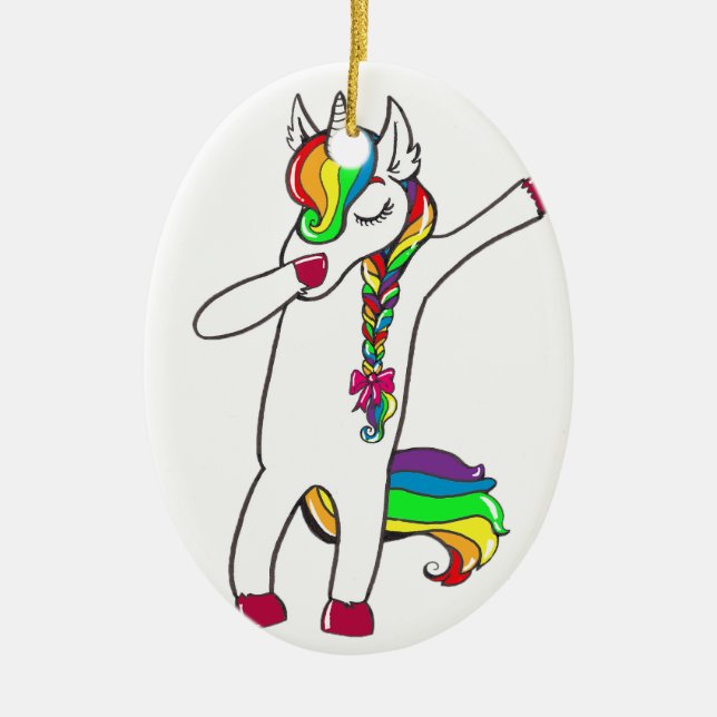 Dab unicorn ceramic tree decoration (Front)