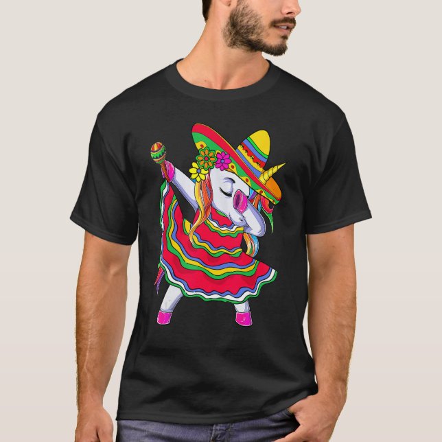 Dab Unicorn Cinco De Mayo Toddler Girls Kids Women T-Shirt (Front)