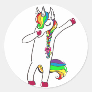 Dab unicorn classic round sticker