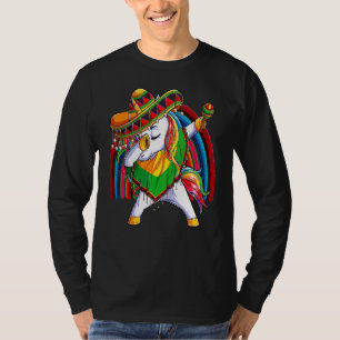 Dab Unicorn Poncho Sombrero Cinco De Mayo Kids Gir T-Shirt