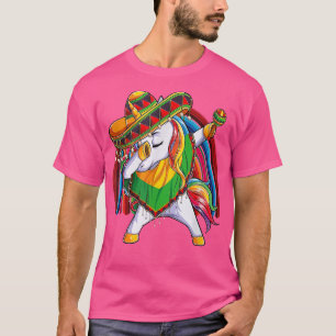 Dab Unicorn Poncho Sombrero Cinco De Mayo Kids Gir T-Shirt