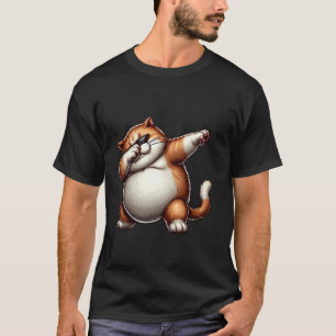 Dabbiing Fat Cat Art Design, Whimsical Fat Kitten T-Shirt