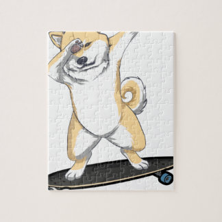 Dabbinbg Shiba Inu on Skateboard Coffee Mug Jigsaw Puzzle
