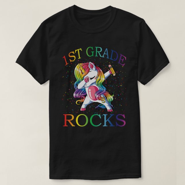 Dabbing 1st Grade Teacher Unicorn Tshirt 1st day O (Design Front)