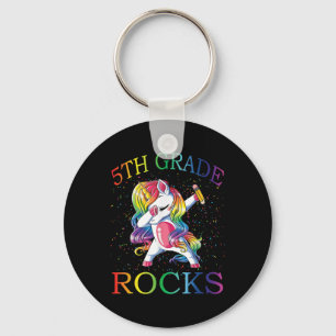 Dabbing 5th Grade Rocks Unicorn First Day Of Schoo Key Ring