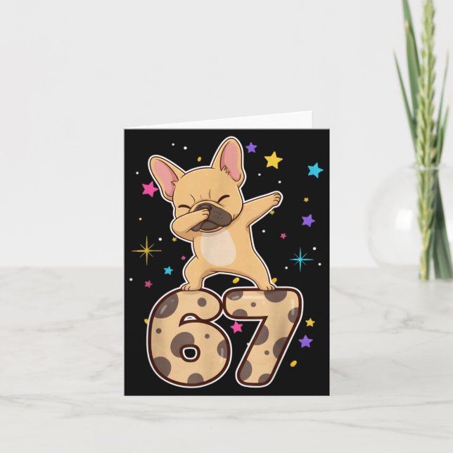 Dabbing 67 French Bulldog 67 Dog Funny Six Seven M Card (Front)