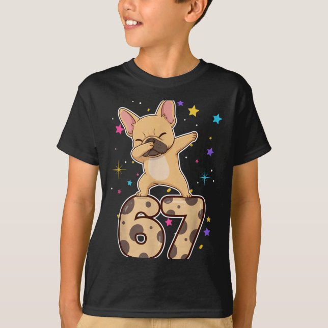 Dabbing 67 French Bulldog 67 Dog Funny Six Seven M T-Shirt (Front)