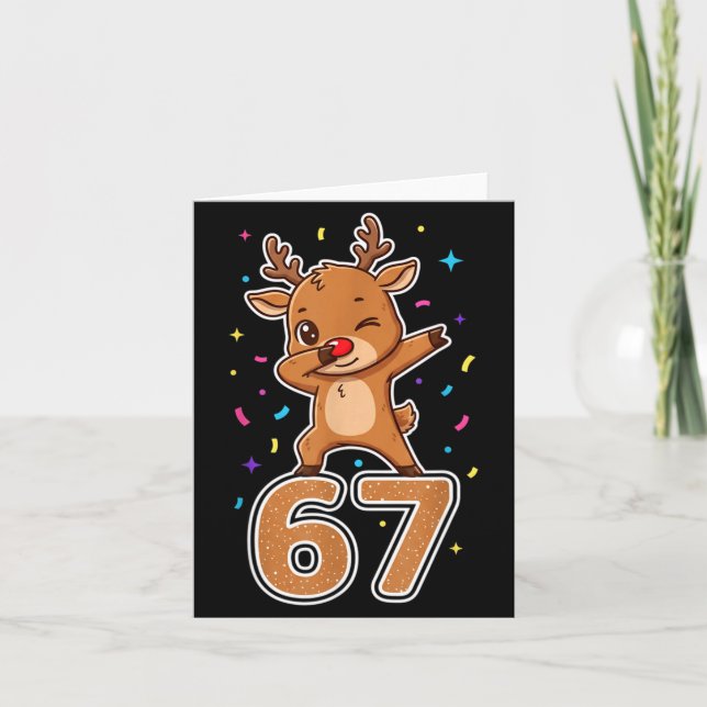 Dabbing 67 Reindeer 67 Funny Six Seven Meme Gen Z  Card (Front)