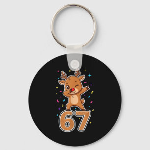 Dabbing 67 Reindeer 67 Funny Six Seven Meme Gen Z Key Ring