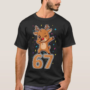 Dabbing 67 Reindeer 67 Funny Six Seven Meme Gen Z T-Shirt