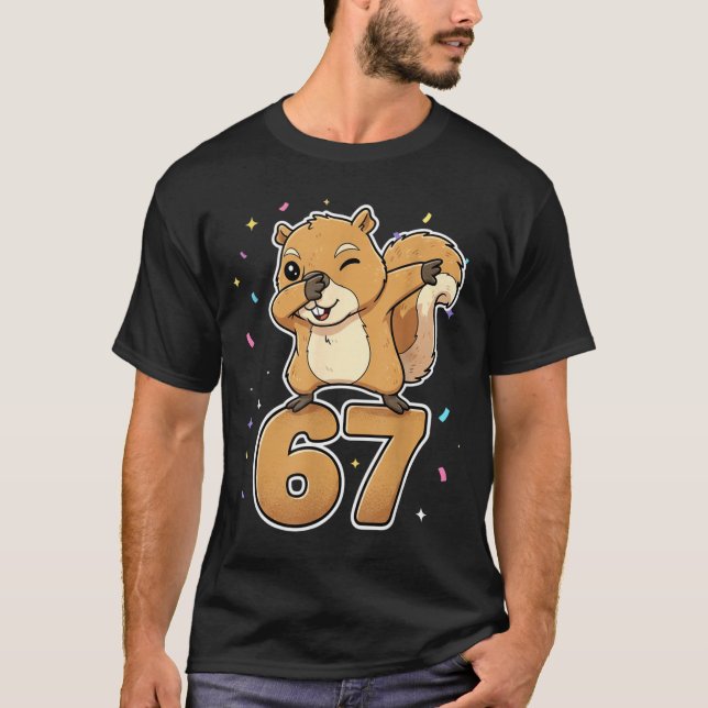 Dabbing 67 Squirrel 67 Funny Six Seven Gen Z Slang T-Shirt (Front)