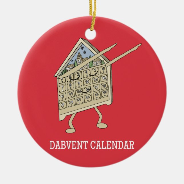 Dabbing Advent Calendar Funny Christian Religious Ceramic Tree Decoration (Front)