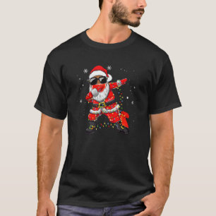 Dabbing African American Santa Mask Christmas T-Shirt