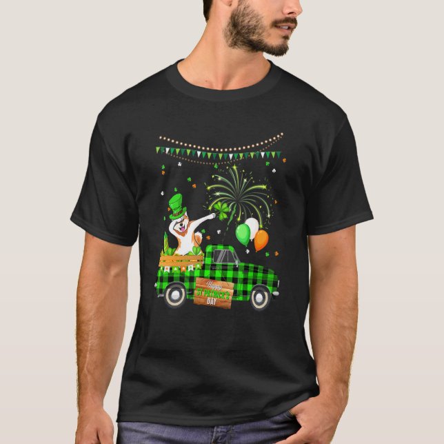 Dabbing Akita Dog  Shamrock St Patrick's Day T-Shirt (Front)