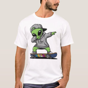 Dabbing Alien Skateboarder UFO Lovers Funny Dab T-Shirt